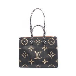 Louis Vuitton On the Go Tote Bag Canvas Monogram Jungle Brown Black White